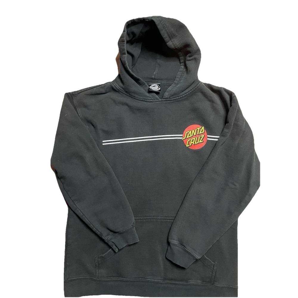 Santa Cruz Skateboards Hoodie Youth XL Black Sweatshirt Double Sided